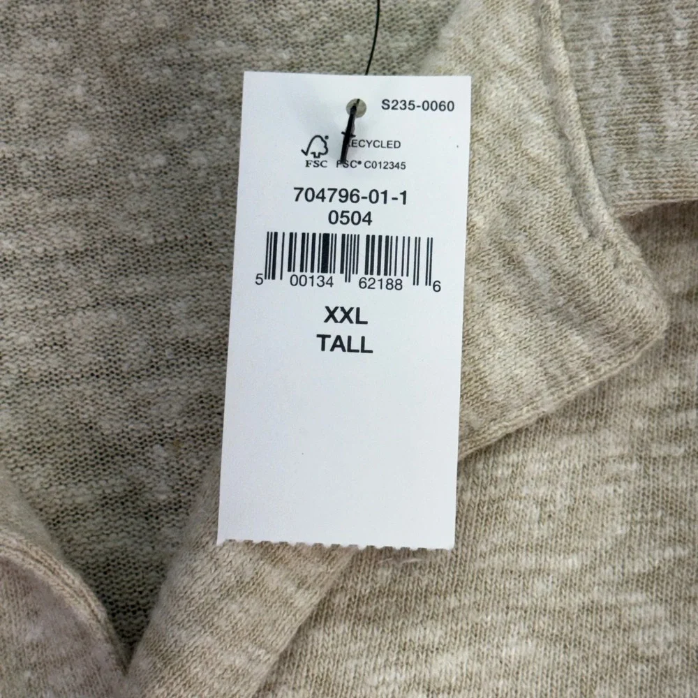 Banana Republic Shirt Mens XXL Tall Beige Linen Blend Pintuck Camp Collar New